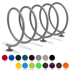 Spiral bicycle rack with 5 loops, 10 spaces