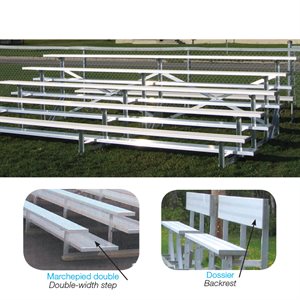 5 row bleacher double-width step with back rest