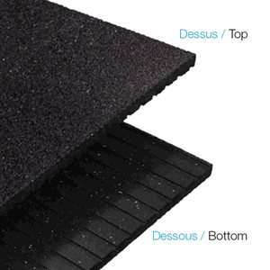 Black recycled rubber tile Texture free, ¾" (1.9 cm) thick