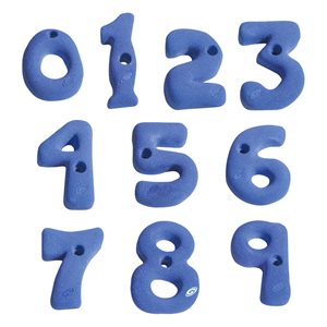10 numbers-shaped climbing holds (0 to 9) medium size