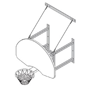 Fixed wall structure non retractable for steel backboard 3'